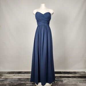 Revelry Denim Blue Strapless Bridesmaid Event Gown Size S